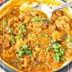 Pinterest image for lentil curry with chicken.