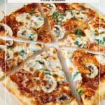 Pinterest image for mushroom pizza.