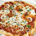 Pinterest image for mushroom pizza.