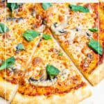 Pinterest image for mushroom pizza.