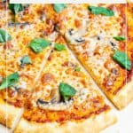 Pinterest image for mushroom pizza.