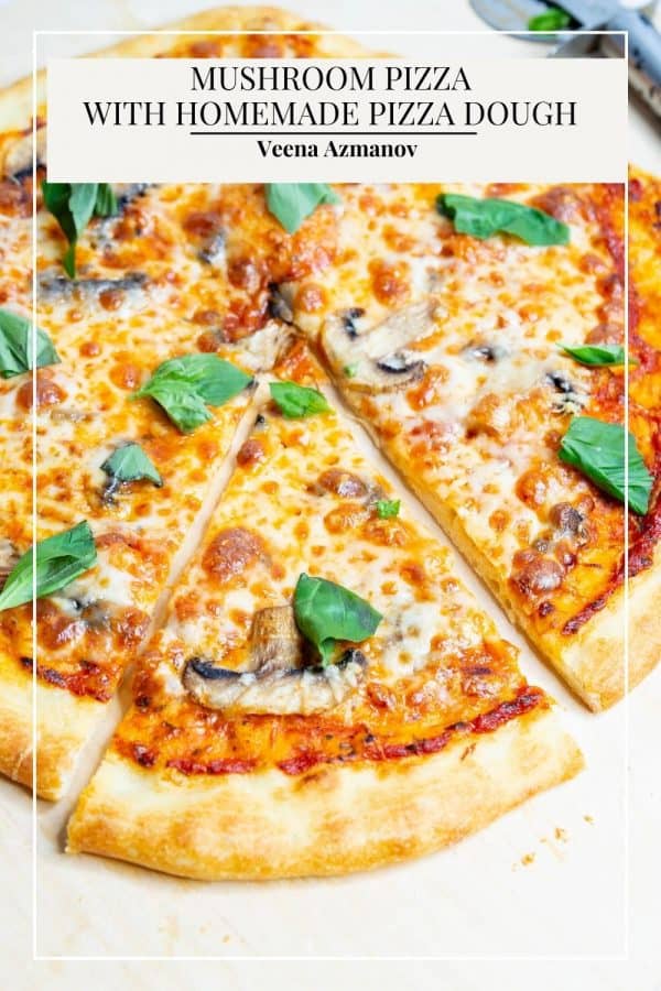 Pinterest image for mushroom pizza.