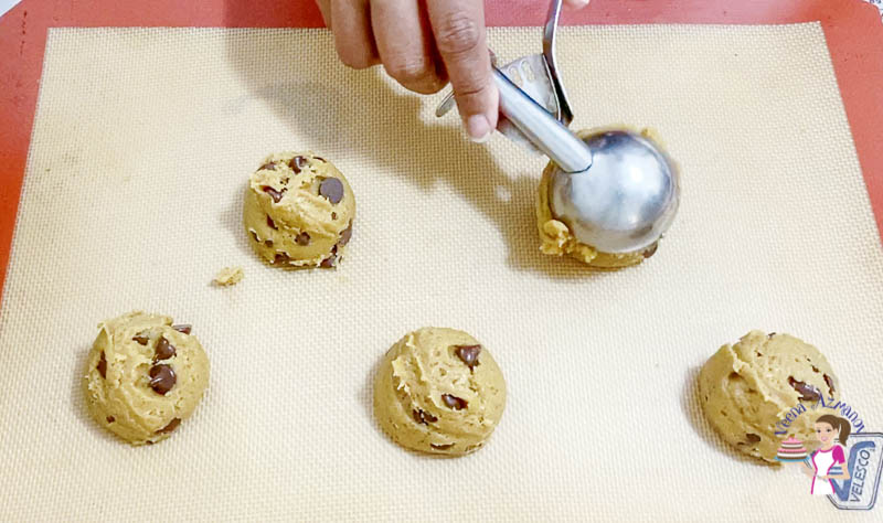 Scoop the cookie dough onto a silicon baking mat