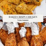 Pinterest image for crispy chicken baked in the oven.