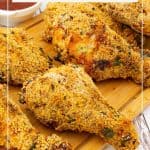 Pinterest image for crispy chicken baked in the oven.