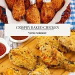 Pinterest image for crispy chicken baked in the oven.