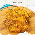 Pinterest image for breaded chicken breast.