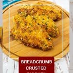 Pinterest image for breaded chicken breast.