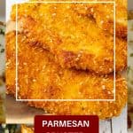 Pinterest image for Parmesan Crusted Chicken Breast.