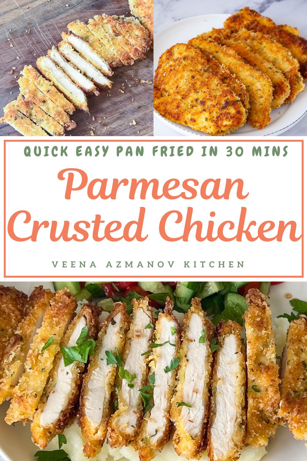 Pinterest image for Parmesan Crusted Chicken Breast.