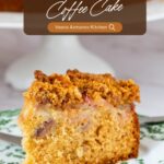 Pinterest image for Peach Crumb Cake, aka Peach Coffee Cake.