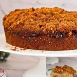 Pinterest image for Peach Crumb Cake, aka Peach Coffee Cake.