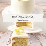 Pinterest image for Pina colada layer cake.