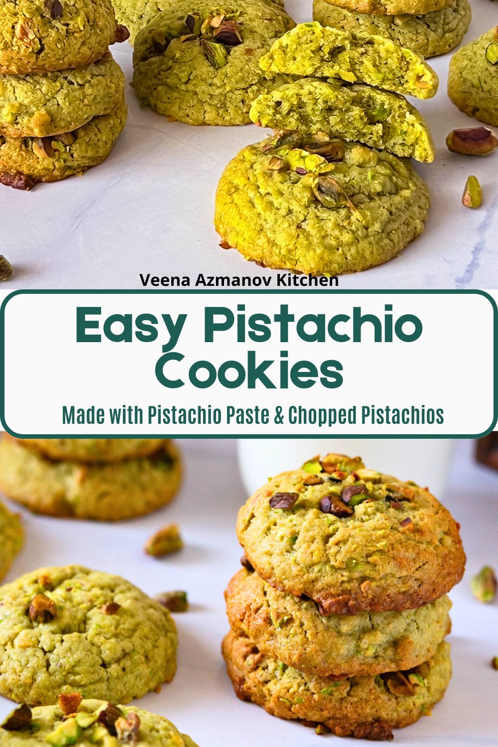 Pinterest image for Pistachio Cookies.