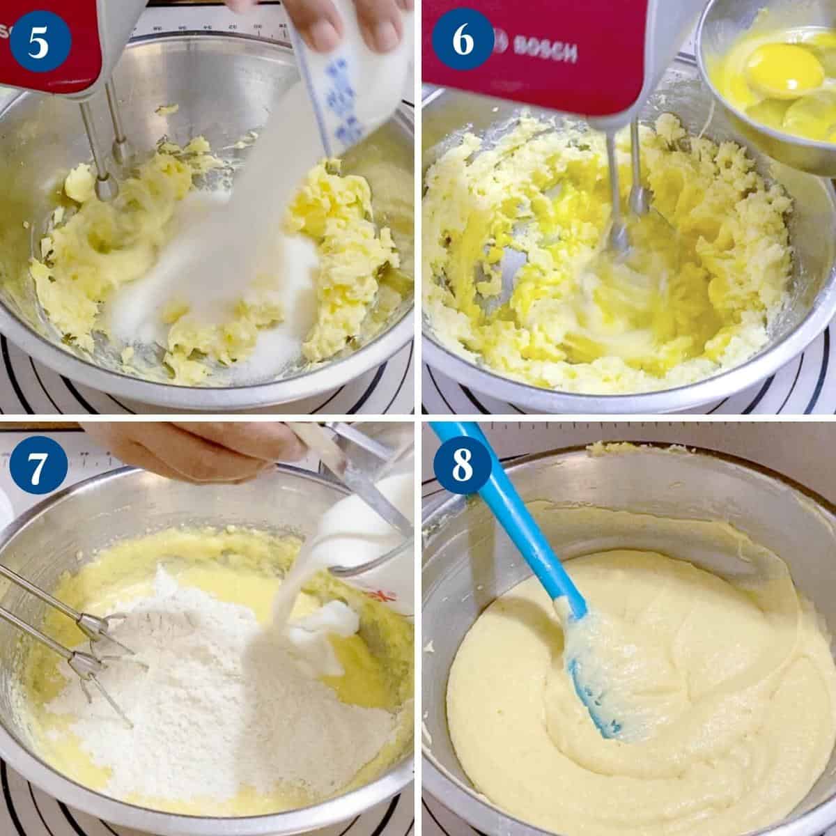 Progress pictures making the butter based cake batter