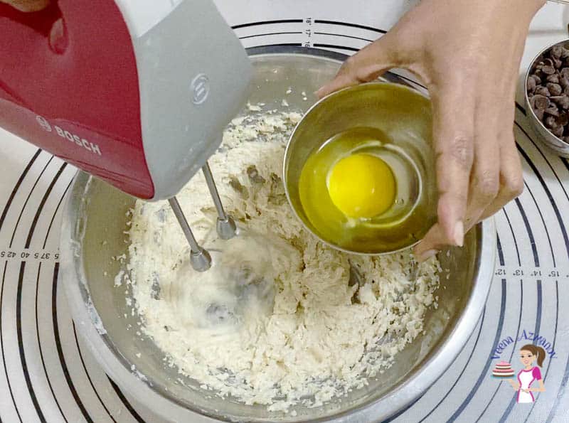 Add egg to the cookie dough