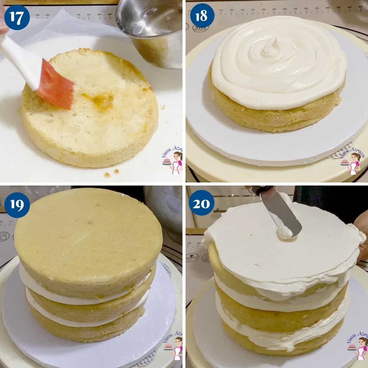 progress pictures collage for white vanilla cake.