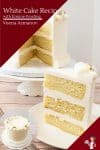 A slice of white cake on a plate.