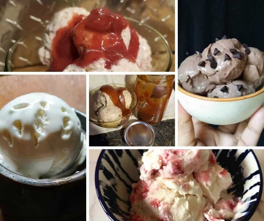 a collage of ice creams.