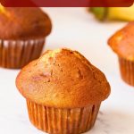 Pinterest image for Bakery Style Banana Muffins.