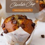 Pinterest image for bakery-style Chocolate Chip Banana Muffins.
