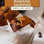 Pinterest image for bakery-style Chocolate Chip Banana Muffins.