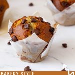 Pinterest image for bakery-style Chocolate Chip Banana Muffins.