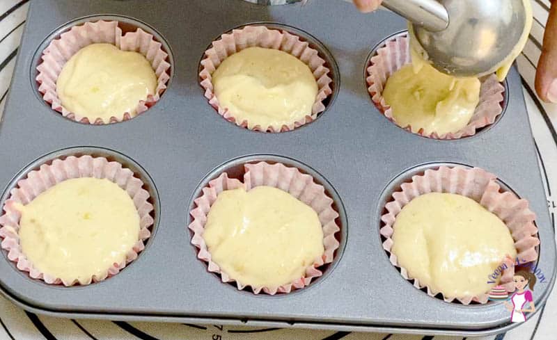 Fill the muffins cups with muffin batter