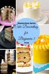 A collage of frosted layer cakes.