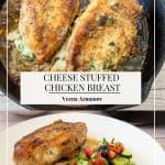 Pinterest image for chicken breast stuffed with Cheese.