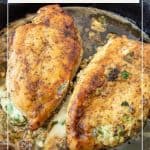 Pinterest image for chicken breast stuffed with Cheese.