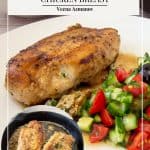 Pinterest image for chicken breast stuffed with Cheese.