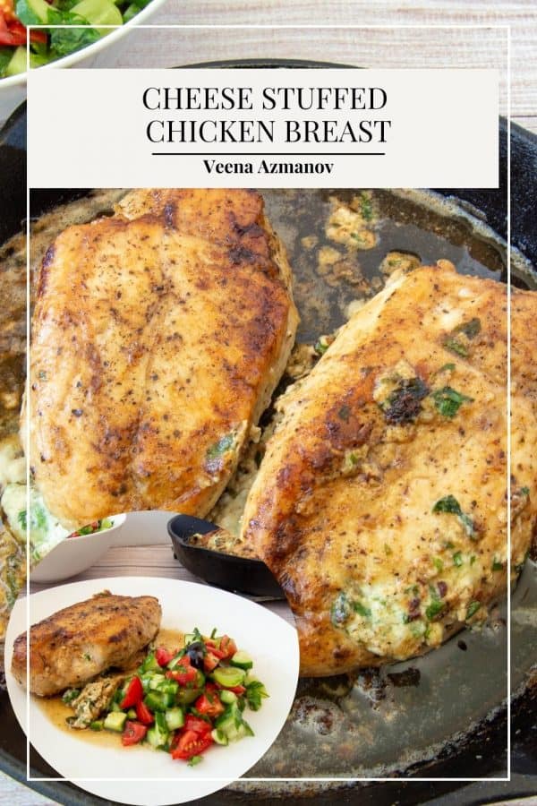 Pinterest image for chicken breast stuffed with Cheese.