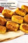 Chicken Croquettes on a wooden board.