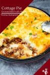 A pan of ground beef with mashed potatoes.