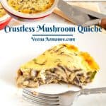 Pinterest image for quiche with mushrooms.