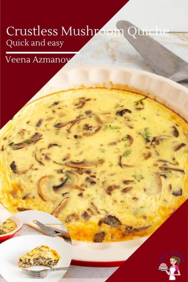 How to make a crustless quiche with mushrooms