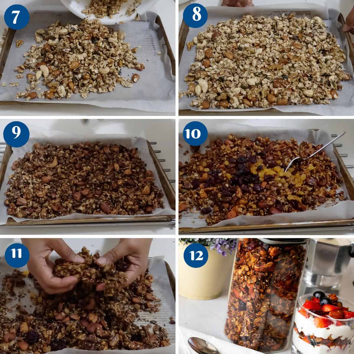 Progress pictures baking granola.
