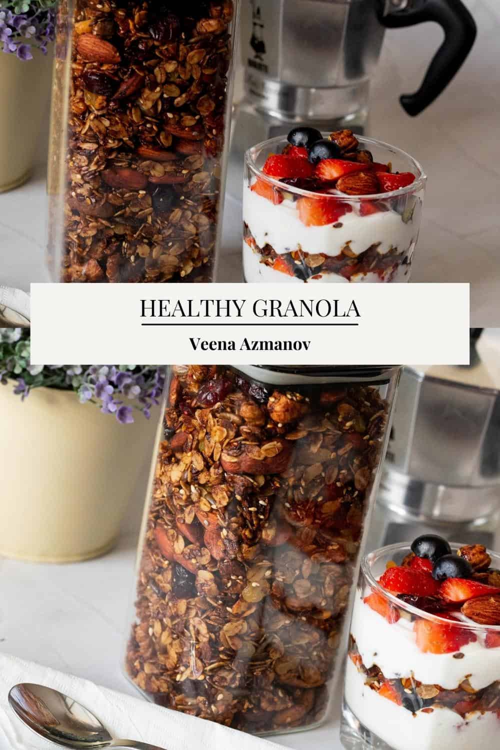 Pinterest image for healthy granola.