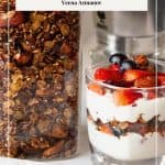 Pinterest image for granola with date and nuts.