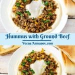 Pinterest image for ground beef hummus.