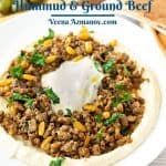 Pinterest image for humus with meat.
