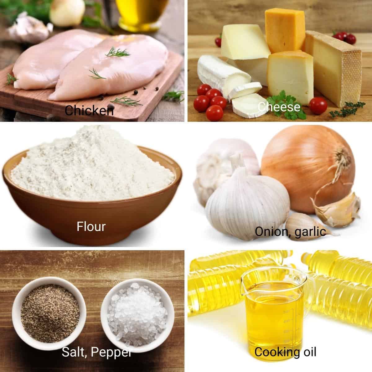 Ingredients for making stuffed chicken breast.