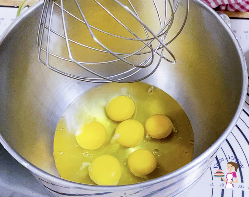 whip the eggs with sugar for the cake batter