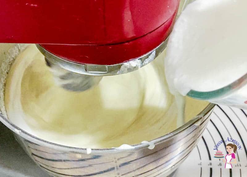 Add buttermilk to the cake batter