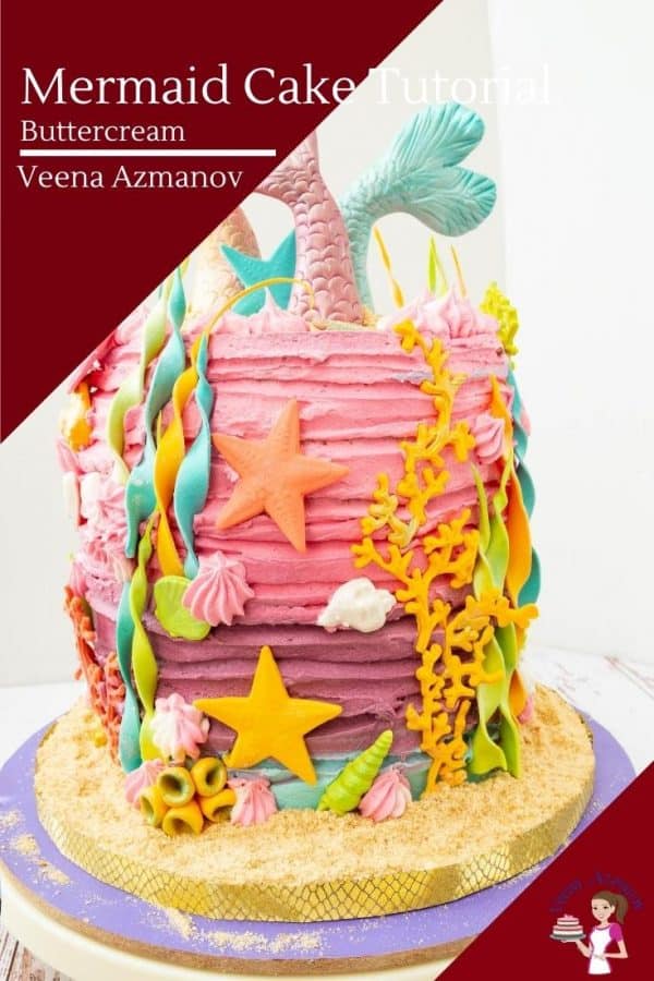 Birthday cake Recipe and Tutorial for girls with mermaids and ocean themes