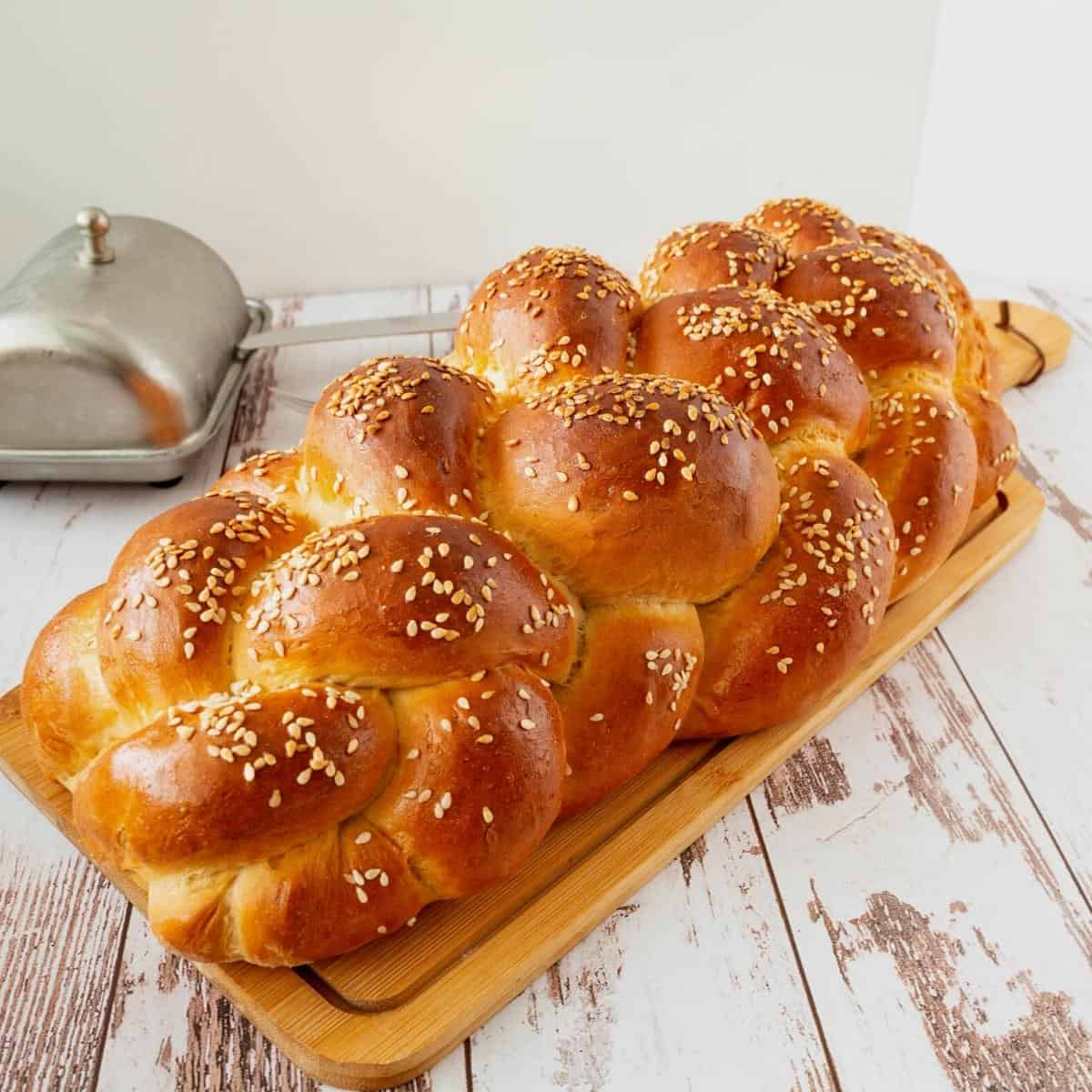 Challah made with milk and honey on the table.