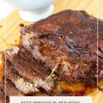 Pinterest image for brisket with red wine.