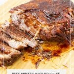 Pinterest image for braised beef brisket.