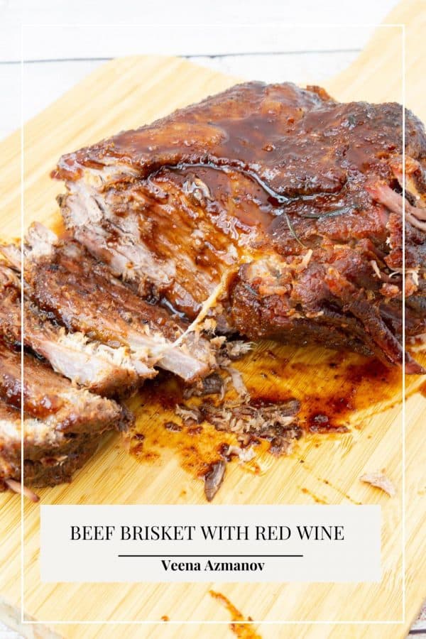Pinterest image for braised beef brisket.